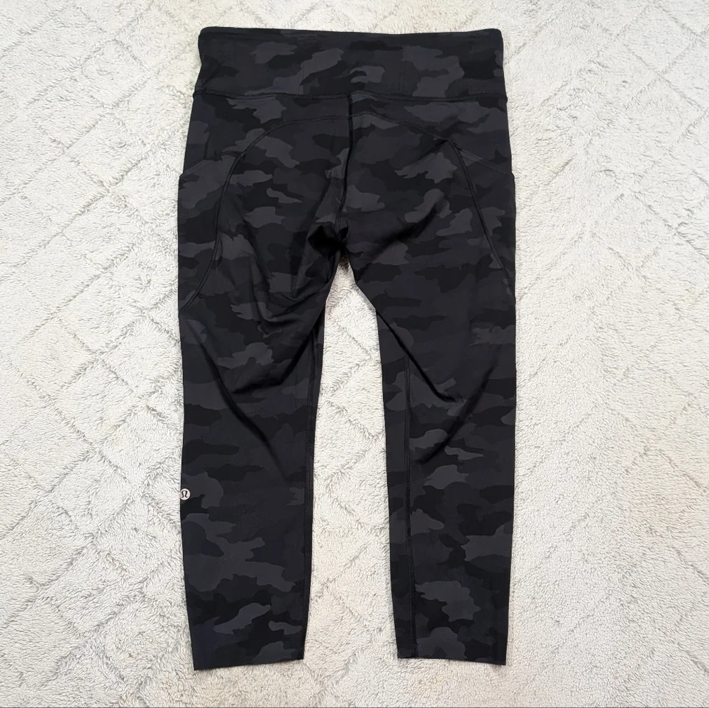 Lululemon Leggings Womens 12 Gray Incognito Camo Fast Free Hi Rise Crop 23” - Picture 9 of 12
